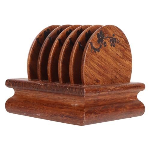 Conjunto de Porta-copos de chá, Design de Ameixa Vintage de Bambu, 6 Peças, Isolado para Casa de chá