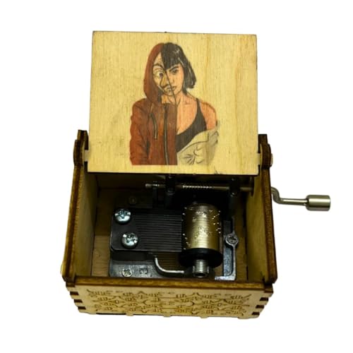 Image of Zesta Money Heist Wooden Musical Box Gift | Vintage Music Crank Mini Collectible for Girlfriend, Boyfriend, Husband, Wife | Unique Musical Gifts for Music Lovers | Classic Wooden Box