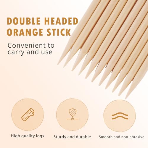 400 peças de palitos de unhas laranja, bastões de cera para depilação, palitos de madeira dupla face