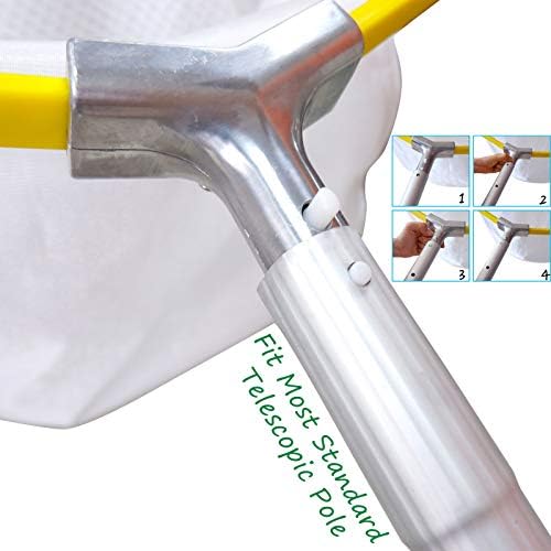 PetZon Professional Pool Net, Heavy Duty Skimmer Rake with Aluminum Frame, Fine Mesh Deep Bag Scoop for Cleaning Swimming Pool Leaf Pollen Silt, Pool Rake 19.5''