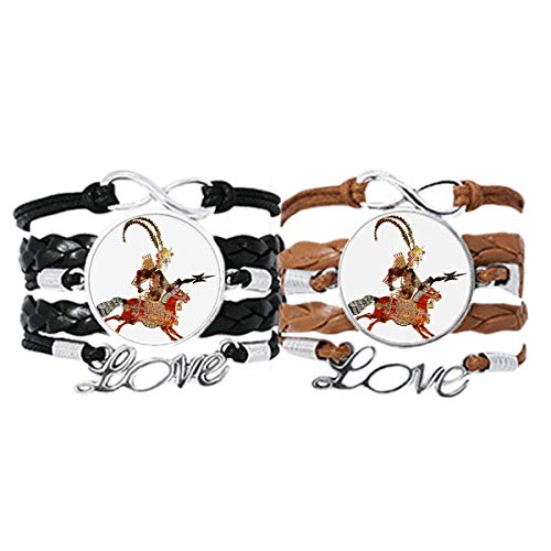 Pulsera Pareja de Cuerdas de Cuero que Conecta Almas con Detalle de Mujer Valiente