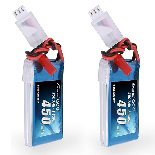 Gens ace 7.4V 450mAh 2S LiPo Battery Pack 25C/50C with JST Plug(2 Pcs)