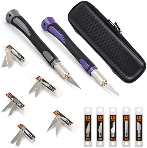 EHDIS 2PCS Exacto Knife Set Utility Craft Precision Hobby Knife Kit with 50PCS Blades for Art, Working-Stencil, Scoring, Scrapbooking, Architecture Modeling, Crafting