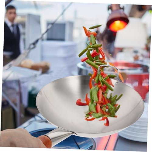Wok de acero inoxidable con mango largo antideslizante miniatura 3