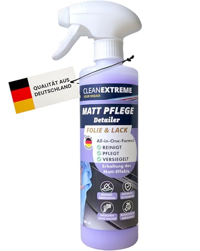 CLEANEXTREME Auto Mattlack-Pflege mit Versiegelung 500 ml: Zum Pflegen von Autolack matt, Matt-Folie, matter Autosprühfolie. Entfernt Schmutz, Staub, Fingerabdrücke. Waschen ohne Wasser