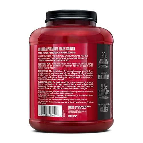 Image of BSN True-Mass Weight Gainer Protein Powder, Choc Milkshake, 16 SRV