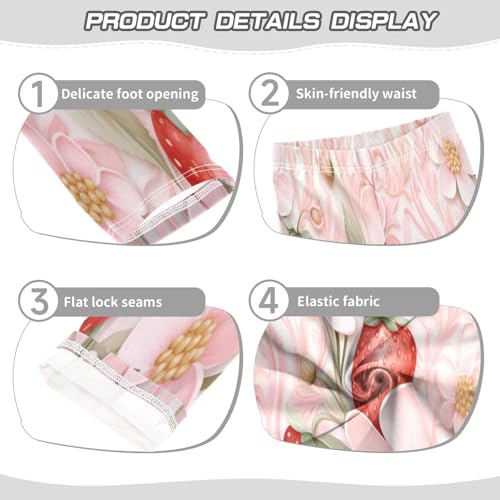Bolaz Toddler Girls Leggings Printed Yoga Pants Leggings Pink Flower Strawberry for Kids3