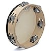 TIGER TAM98-10-BK 10" 25cm Wooden Tambourine - Double Row of Jingles - Natural #1