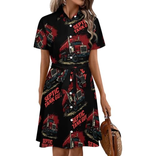 Robe chemise Septic Tank Guy femme midi manches courtes été boutonnée