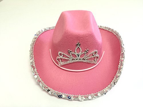 CHILD LED Blinking Pink Tiara Cowgirl hat Light Up Cowboy Hat - CHILD SIZE
