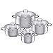 Price comparison product image Silit Pot Set 4-Piece Toskana Pouring Rim Glass Lid Stainless Steel Suitable for Induction Hobs Dishwasher-Safe