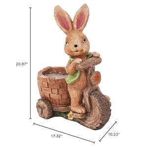 Unknown1 brown bunny on a bicycle mgo planter green farmhouse round  urban country home decor