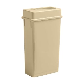 23 Gallon Slim Rectangular Garbage Can with Lid - Beige
