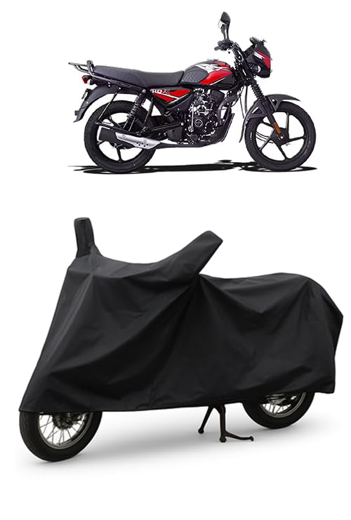 Image of DAXO Waterproof Bike Cover for Bajaj CT 110 | All Weather Protection from Rain, Dust, UV Rays & Scratches with Mirror Pockets & Buckle Belt | CT 110 Bike Cover