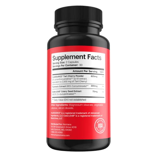 Tart Cherry Extract Capsules With Celery Seed And Turmeric 2500Mg - Tart Cherry Capsules For Uric Acid Cleanse Support, Joint Comfort And Muscle Recovery - Benefits Of Tart Cherry Concentrate - 60 Ct #TOP2
