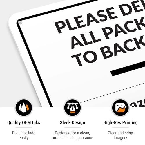 Image of Package Delivery Sign, Delivery Instructions Deliver All Package to Back Door Right Arrow Sign, 10x7 Inches, Rust Free .040 Aluminum, Fade Resistant, Made in USA