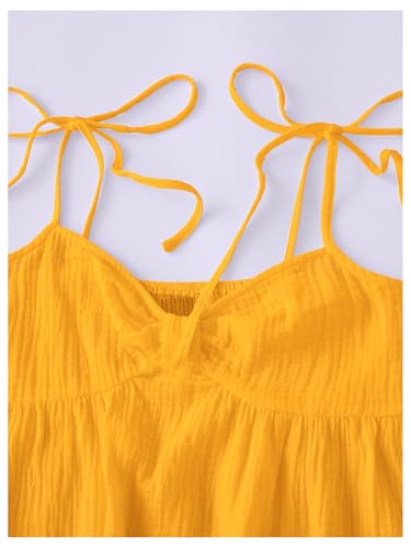 Image of SOLY HUX Women's Summer Mini Sun Dress Cami Tie Shoulder Babydoll Dresses | A Line, Y2k, Cute, Casual, Babydoll Dresses