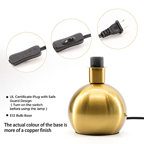 Kunjoulam Small Bedside Lamp, Mid Century Lamp With Brass Base, Nightstand Table Lamp For Bedroom, Living Room, Bookshelf, Modern Accent Lamp E12 Mini Ambient Table Lights Black Fabric Shade thumb #2