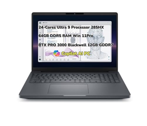 Image of NewDe.l.l Pro Max 16 Plus Mobile Workstation Laptop 16 inch FHD+ 500nits Display 24-Cores Ultra 9 Processor 285HX 64GB RAM 1TB SSD RTX PRO 3000 Blackwell 12GB GDDR7 Graphic Backlit Thunderbolt5 Win 11 Pro