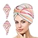 Produktbild esafio Turban Handtuch,Kopfhandtuch mit Knopf Mikrofaser Haarturban Schnell Trocknend (Regenbogenfarbe2 Stück, Mehrfarbig)