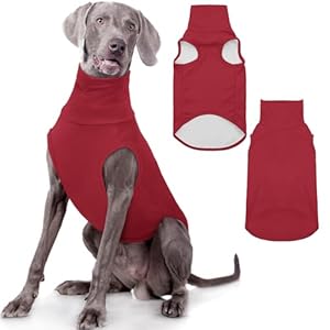 ROZKITCH Dog Sweaters Soft Fleece Pullover Sweatshirt Pajamas Turtleneck Warm Pet Cold Weather Jacket Stretchy Vest Jumpsuit Apparel Outfit Clothes for Small Medium Large Dogs Walking Sleep Red 4XL