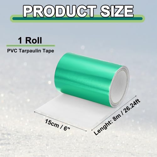 Image of PATIKIL Awning Repair Tape 6 inch x 26ft Waterproof Canvas Tape High Adhesive Tear Repair Patch Kit for PVC Tarpaulin Tent Awning Fabric RV Sail Boat Cover, Green