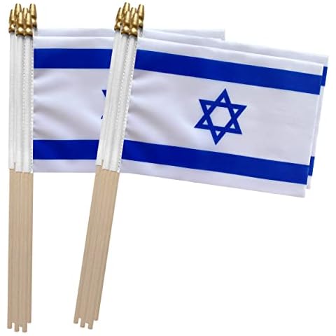 TSMD Israel Stick Flag Israeli Small Mini Hand Held Flags,5x8 Inch,12 Pack Cover
