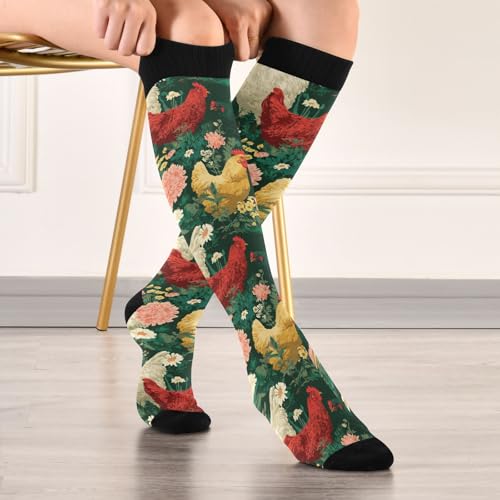 Image of Pigsaly Womens Compression Socks Yellow Stars Funny Brown Capybara Knee High Socks Athletic Tube Sock Outdoor Sport Socks