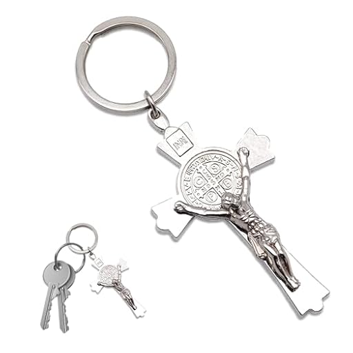 Leddy Living Llavero INRI Crucifijo de Jesucristo – Colgante religioso de metal para llaves, mochila y coche – Símbolo de fe y protección – Idea regalo cristiana, acero, 11 cm | Ya disponible en tu tienda friki favorita! En mundofriki.es!