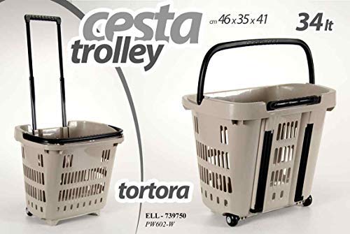 ell Cesta Cestino Trolley Spesa Tortora 34 lt 46 * 35 * 41 cm con rotelle 739750