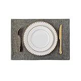 YAHUO リネン ポリエステル ランチョンマットプレースマット 防水 断熱パッド テーブルマット 耐久性 食器 パッド 48*33cm(6点セット) ダークグレー