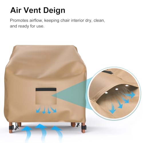Image of Adirondack Outdoor Chair Covers Waterproof 32 inchWx34 inchDx36 inchH, Brown | 2 Pack Patio Furniture Covers Protect from Rain and UV; Heavy-Duty Oxford Fits Lounge, Deep-Seat & High-Back Chairs on Lawn