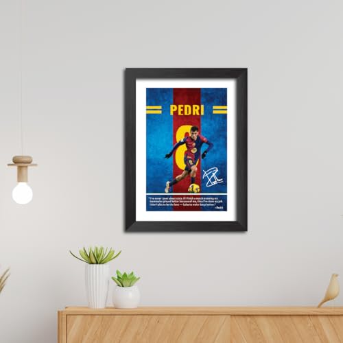 Image of TenorArts Pedri Quotes Poster Frame Barcelona Laminated Photo Framed Painting with Matt Finish Black Textues (12 inches x 9inches)