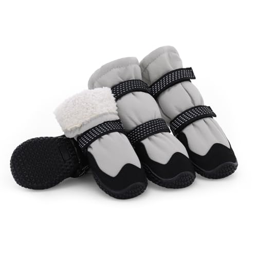 BWBIKE Anti-Rutsch Hundestiefel für Winter Regen & Schnee, Pfotenschutz für Outdoor-Abenteuer & Hartböden, rutschfeste Hundeschuhe mit Gummisohle