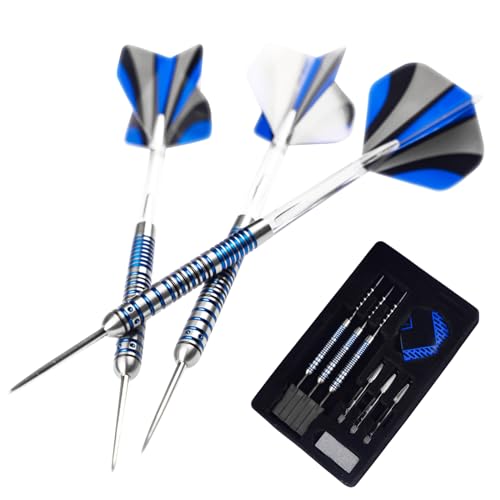 Formula Sports 90% Tungsten Steel Tip Darts Set - Professional Darts Metal Tip Set Available in 21g/22g/23g/24g, with Aluminum Shafts, Tungsten Barrels, Extra Flights, Sharpener