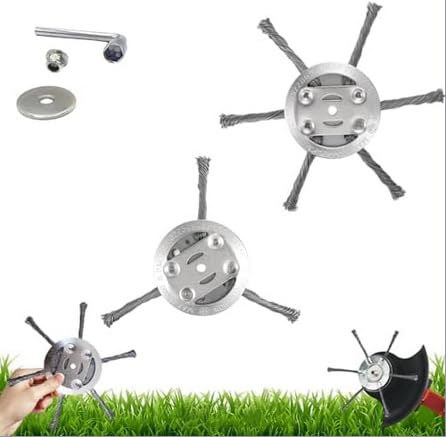Alambre de Acero Cortacésped,Haoyanger 2PCS Cepillo para Desbrozadora Accesorio césped Cepillo para Malas Hierbas Cepillo Hierbas Silvestres Cepillo para Desbrozadora para Cortacésped de Jardín