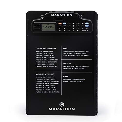 Marathon ST083016BK Clipboard Stopwatch with Calculator, Clock & Timer-Latest Edition with Tighter Grip