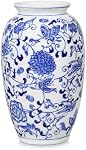 Blue and White Vase, Blue Ceramic Vase for Home Decor 8.9" Chinoiserie Vase for Flowers Blue and White Porcelain Flower Vase for Living Room, Bathroom, Dinner Table Centerpieces