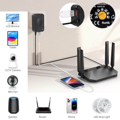 30W Universal Netzteil AC DC 3V 4.5V 5V 6V 7.5V 9V 12V 2.5A Netzteil, Multi Voltage Adapter mit 5V 2A USB Port und 10 DC Steckern für LED Streifen Haushalts Elektronik Haushaltselektronik,2500mA Max – Bild 4