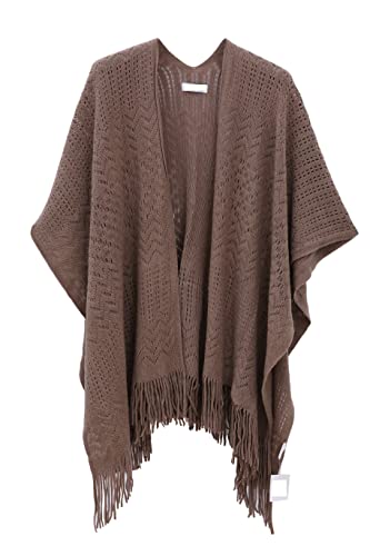 CARCOS Femmes Tartan châle enveloppes automne hiver gland couverture Cape enveloppes châle long doux ouvert devant Cardigans Poncho Cover