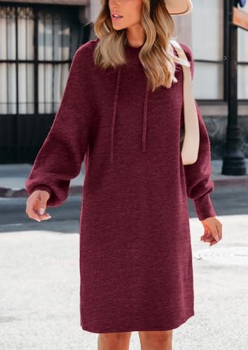 PRETTYGARDEN Womens Fall Sweater Dress Casual Long Sleeve Chunky Knit Pullover Oversized Hoodie Tunic Sweaters Winter Clothes