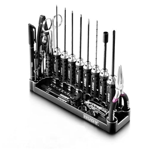 Support à outils CNC HUDY 199060 en aluminium anodisé noir pour rangement et entretien de précision RC