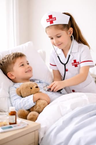 Image of Kids Doctor Coat and Nurse Dress Set for Boys & Girls | Fancy Dress Costume | School Competition Role Play Outfit