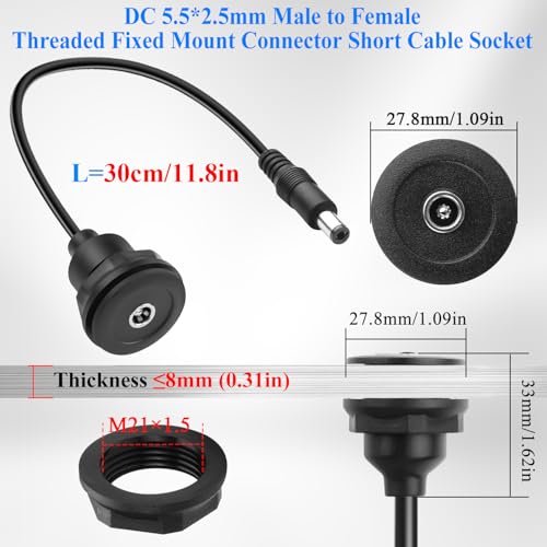 Conector de carga QIANRENON macho a hembra 5.5×2.5mm miniatura 4
