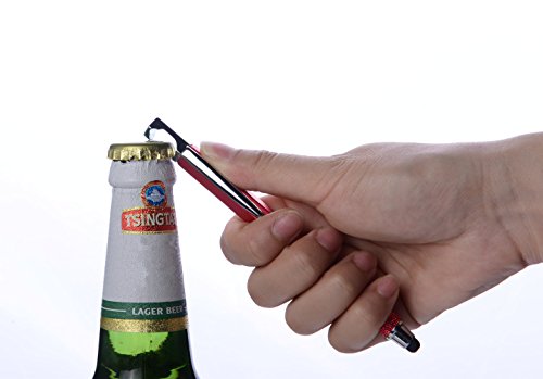 Shulaner 7 in 1 Tech Tool Ballpiont Pen with Ruler, Bottle Opener, Phone Stand, Ballpoint Pen, Stylus and 2 Screw Driver, Multifunction Tool Fit for Everyone Silver
