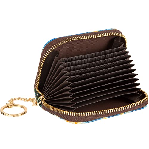 Airmors Womens Credit Card Holder Wallet Zipper Leather Card Case Rfid Blocking Keychain (Aa Mandala In The Galaxy) #TOP7