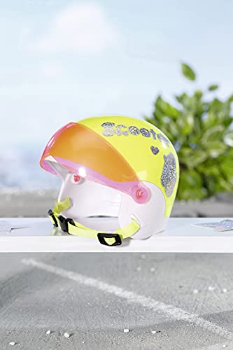 Zapf Creation 830239 BABY born City Scooterhelm 43 cm, gelber Rollerhelm für Puppen mit verstellbarem Visier – Bild 4