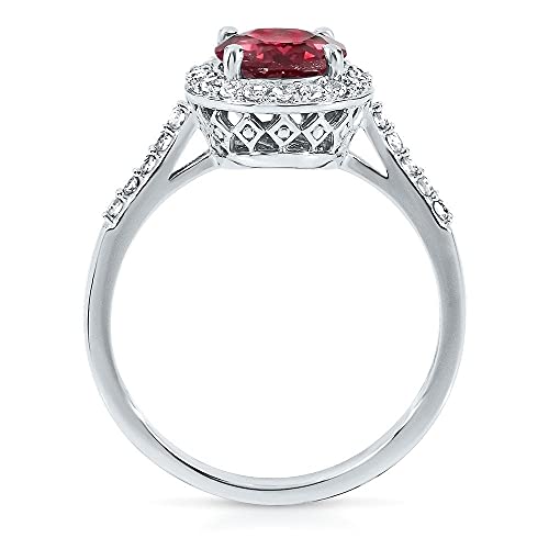 2.6 Carat Diamond With Red Ruby Oval Cut Bridal Enagagement Rings For Women 10K White Gold Anniversary And Wedding Prong Setting (Centre Gemstone 2 ctw,Clarity I2,Color HI)2