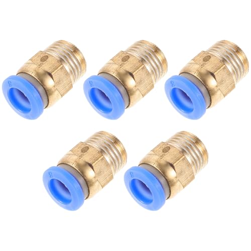 ABOOFAN Lot de 5 Raccords Rapides Droits pour Tuyau D'air 1/4 Pouce Filetage Extérieur en Cuivre et Abs, Installation pour Nettoyeur Haute Pression