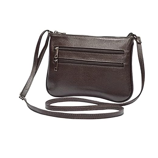 Bolsa Pequena Couro Legítimo Transversal Feminina Madamix (Café)